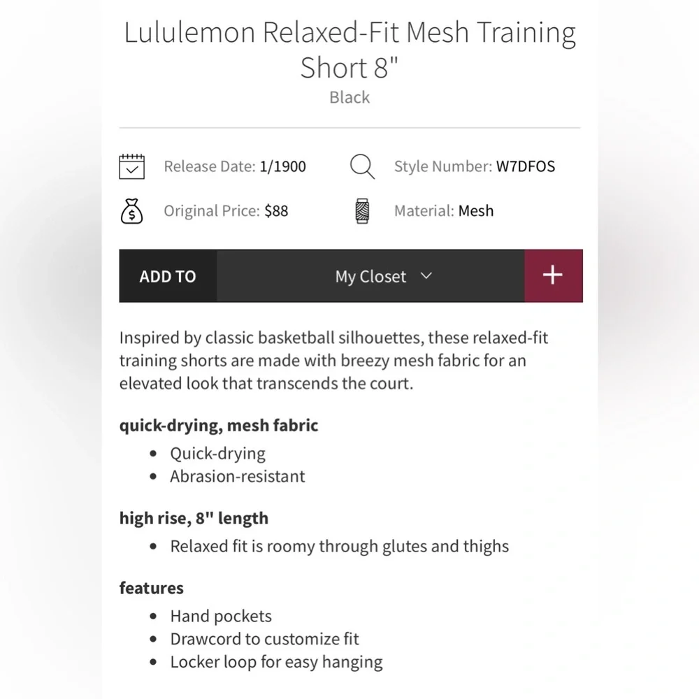 NWT Lululemon Relaxed Fit Mesh Training 8” Shorts Pockets Black Size 6 - Picture 6 of 11